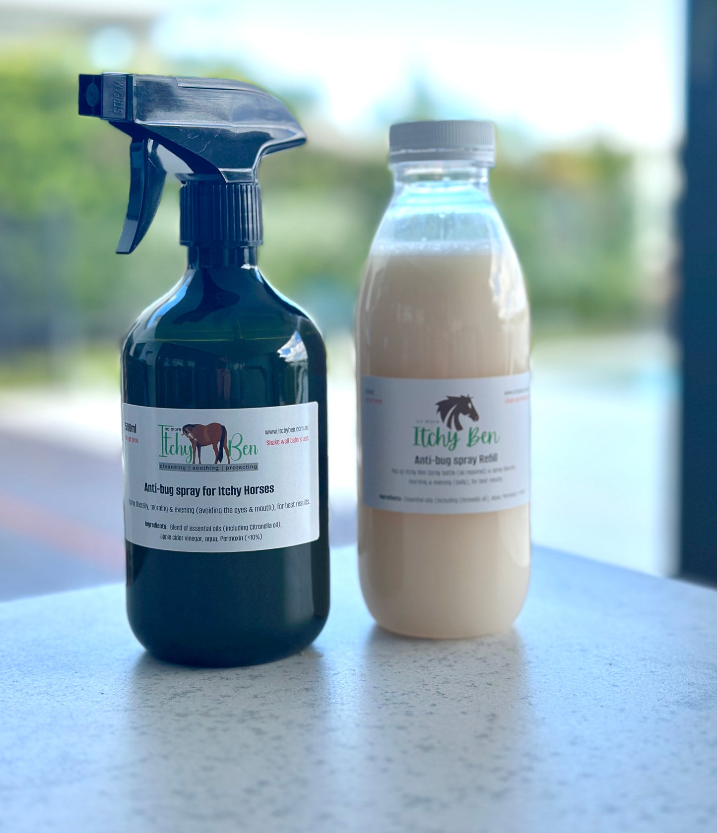 Itchy Ben Paddock Spray Bundle (500ml anti-bug paddock spray + 500ml spray refill)